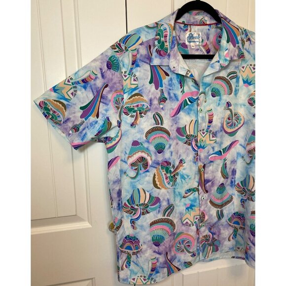 Fresh Print of Bel Air, Psychedelic Mushroom Button Shirt, Size XL - Picture 4 of 13